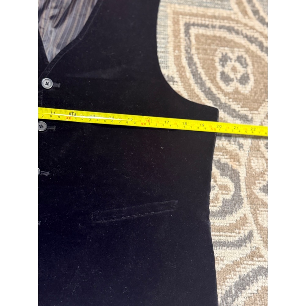 Madison Mens Black Velvet Waistcoat Vest Size 38 Formal Pinstripe Lining 1329 - Picture 5 of 8
